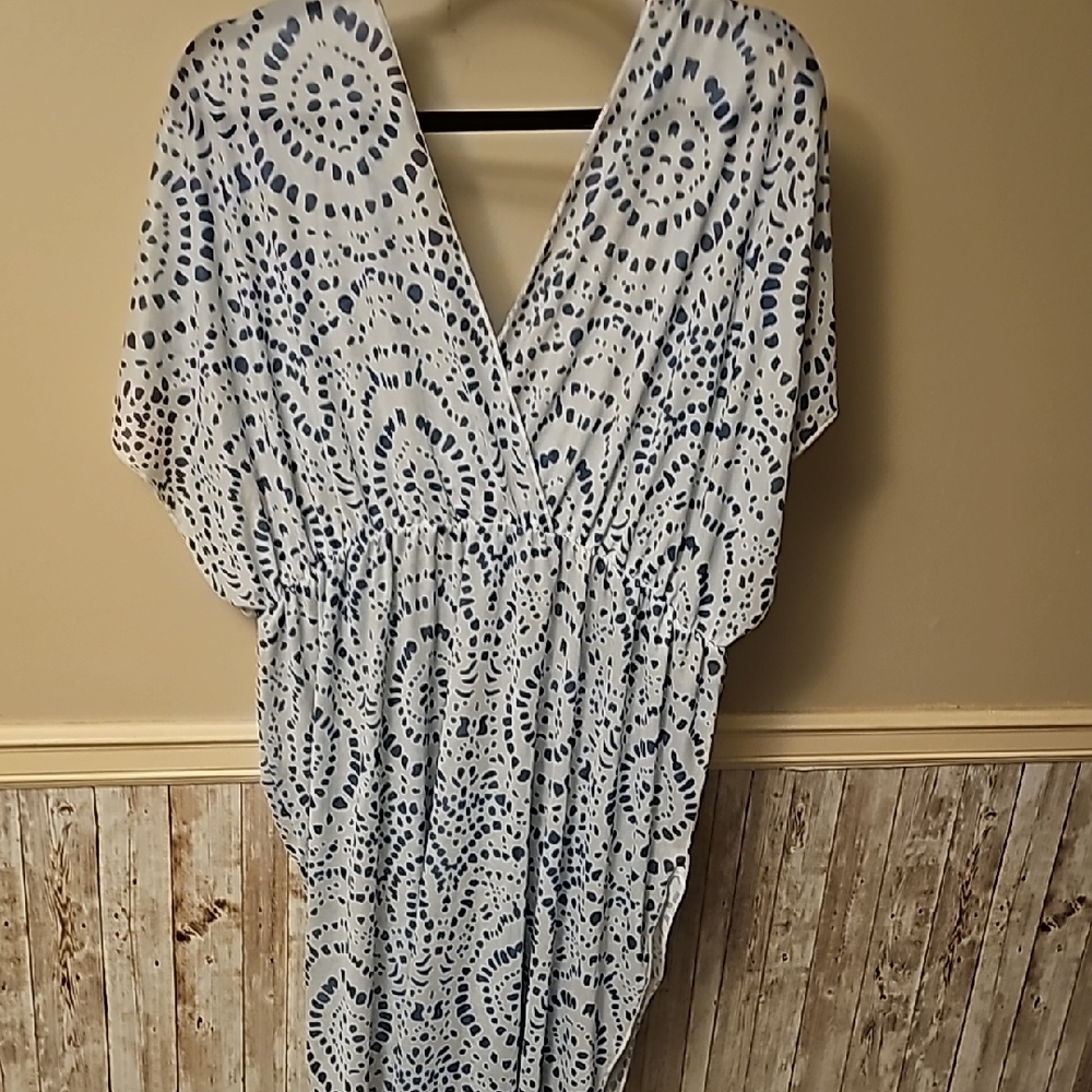 Blue Patterned Swim Cover-Up